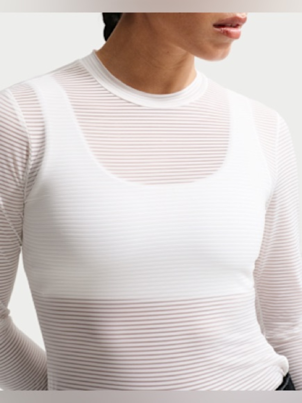 Nike Women's Sportswear White Tight Long-Sleeve sheer top